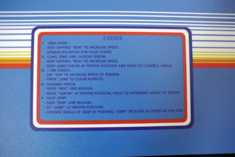 Electrocoin Goliath Track & Field Control Panel Overlay Arcade Art Shop