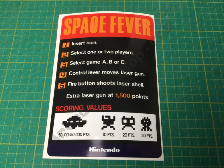 Space Fever Color Space Fever Nintendo Cocktail instruction decal (English) – Arcade Art Shop