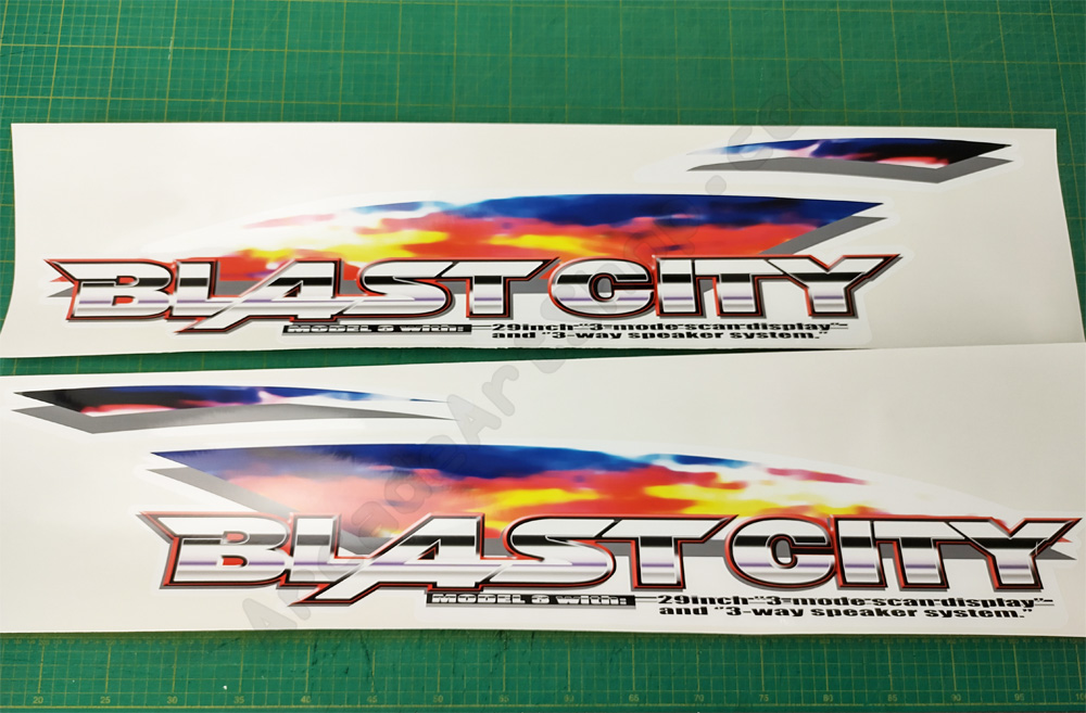 Sega reproduction Versus City cabinet decal L/R side art sticker peel & stick 