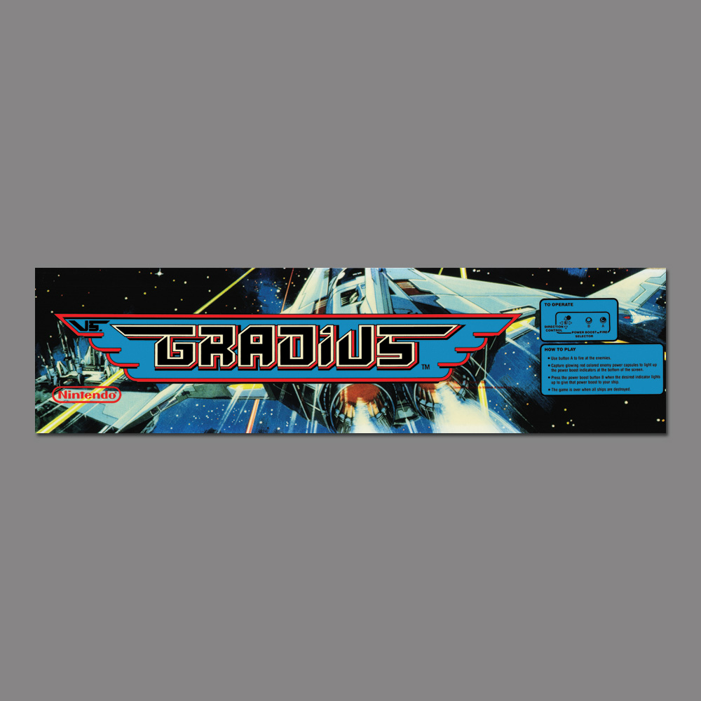 Gradius Arcade Marquee sticker Vs Buy 3 stickers, GET ONE FREE! 2.5  x 10.5 