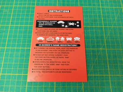 space invaders part 2 instruction card