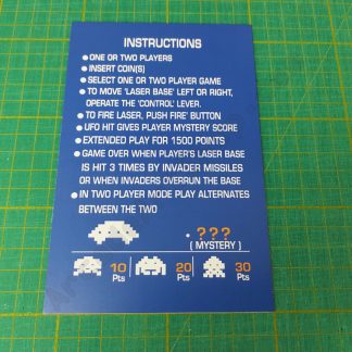 space invaders upright instruction card