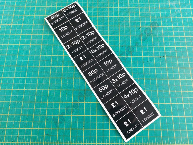UK Coin Price per play stickers set 10p 20p 30p 40p 50p £1 Arcade Art