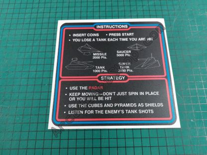 atari battlezone instruction sticker