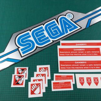 sega afterburner deluxe warning labels set silver logo base