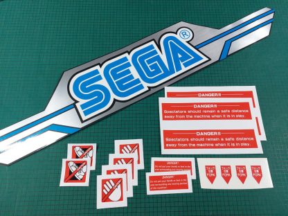 sega afterburner deluxe warning labels set silver logo base