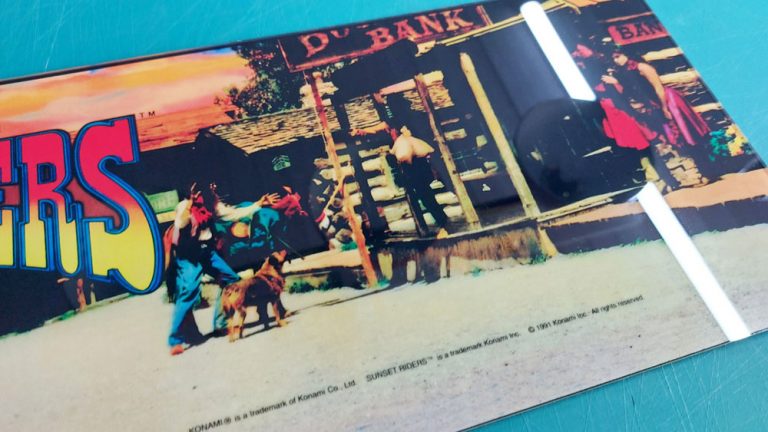 Sunset Riders marquee (USA 4 player Konami cabinet) – Arcade Art Shop