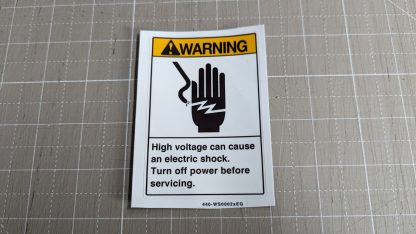 440-WS0002xEG warning high voltage servicing sticker sega
