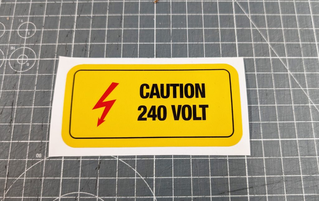 Warning label sticker caution 240 volt Electrocoin etc. – Arcade Art Shop