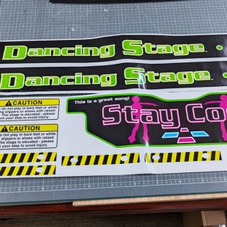 dancing stage konami ddr base sticker set warning labels caution