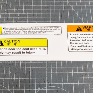 namco warning labels set caution high voltage mario kart arcade gp