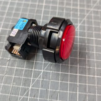 Red Sanwa illuminated pushbutton, 12v LED. Brand new part. Part # 509-6207