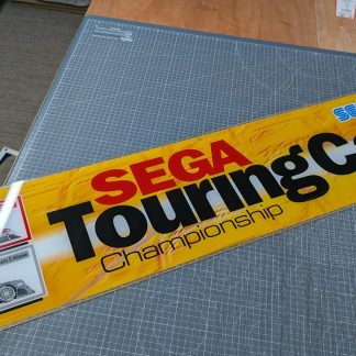 An original Sega Touring Car Championship acrylic/plexi marquee. Size: 136.6 x 26.2cm. Has marks and scratches from use, please examine photos for detail.